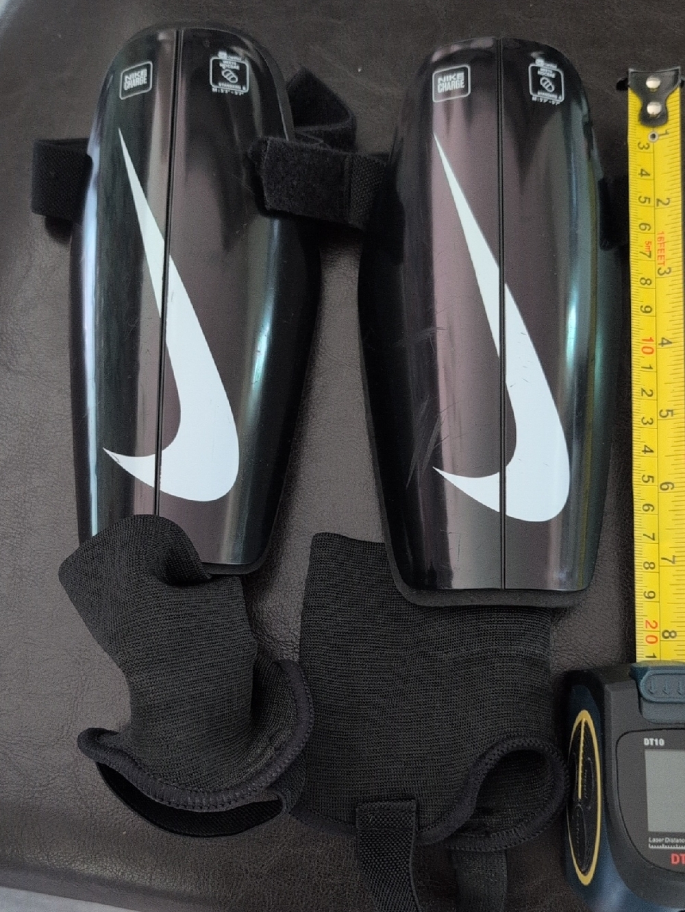 Nike Black Shin Guards with White Swoosh